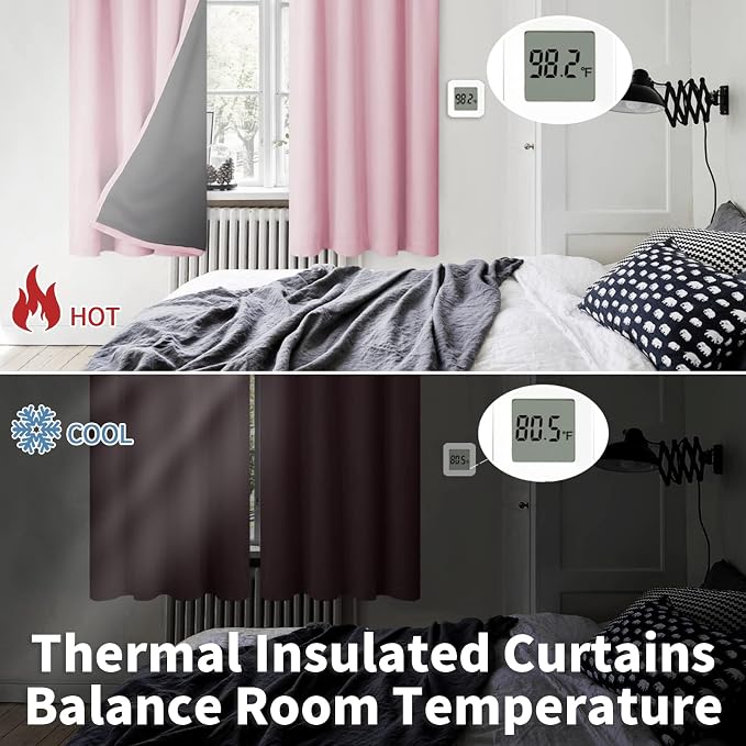 BGment Pink Blackout Curtains for Girls Room 84 Inch Length 2 Panels | Kids - Image 4