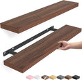 BAYKA Walnut-Like Floating Shelves 22.5in, 2 Pack, Wall Mounted Wall Decor | by Bayka