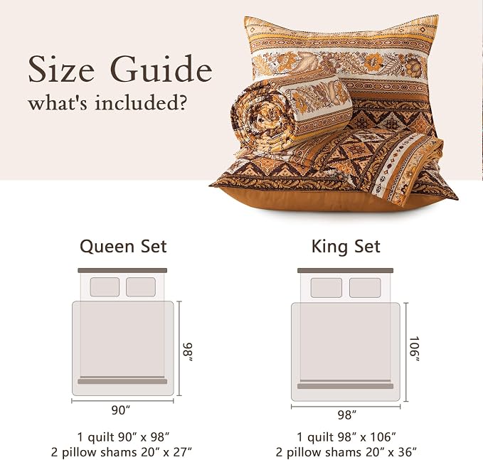 VAPUTAR 100% Cotton Face Bedspreads Queen Size, Exquisite Queen Quilt Sets | - Image 7
