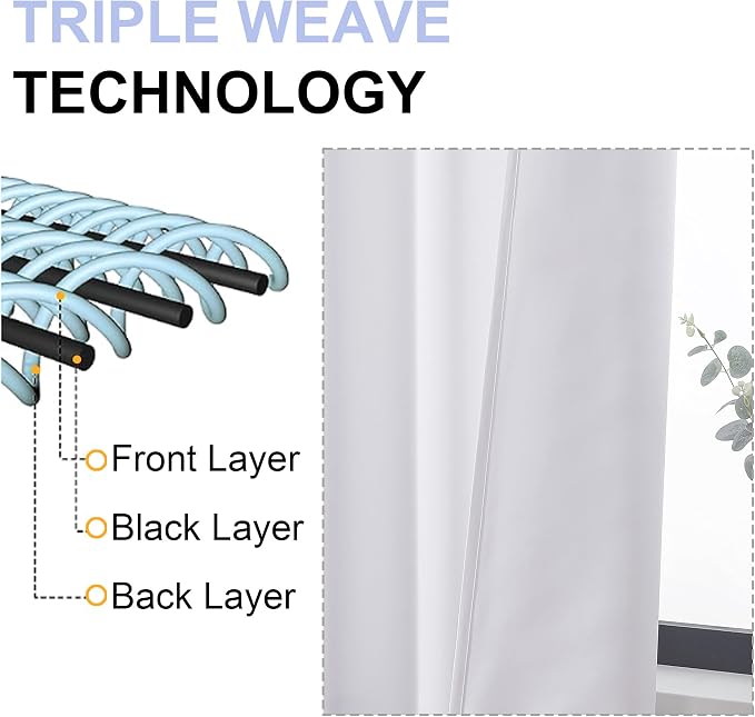 Simplebrand Ava Pure White Curtains 24 Inches Long 2 Panels, Light Filtering - Image 5