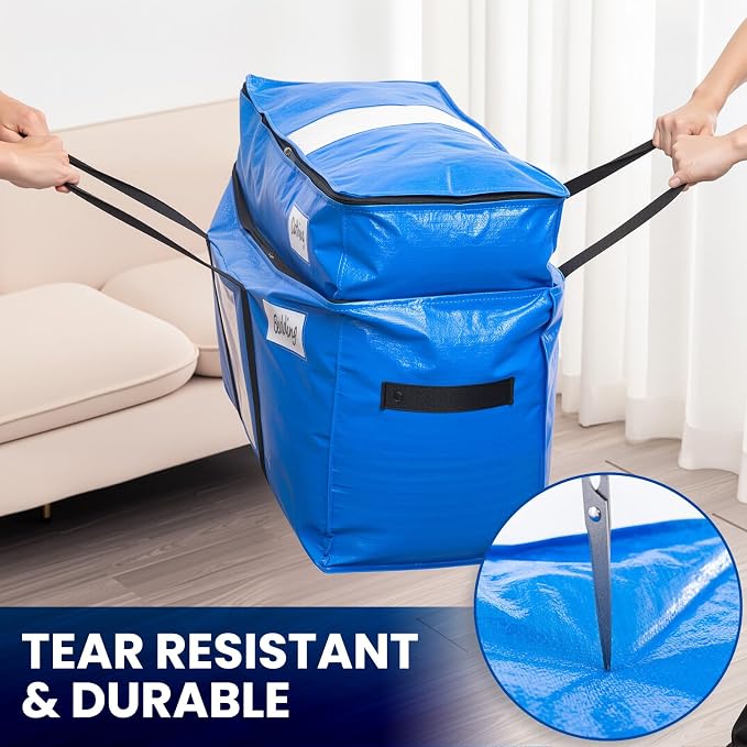 TAILI 2 Tier Moving Bags, 2 Blue Silver Storage Bags - Image 6