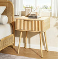 VINGLI Fluted Nightstand with Drawer, Bedside Table, End Tables Bedroom by VINGLI