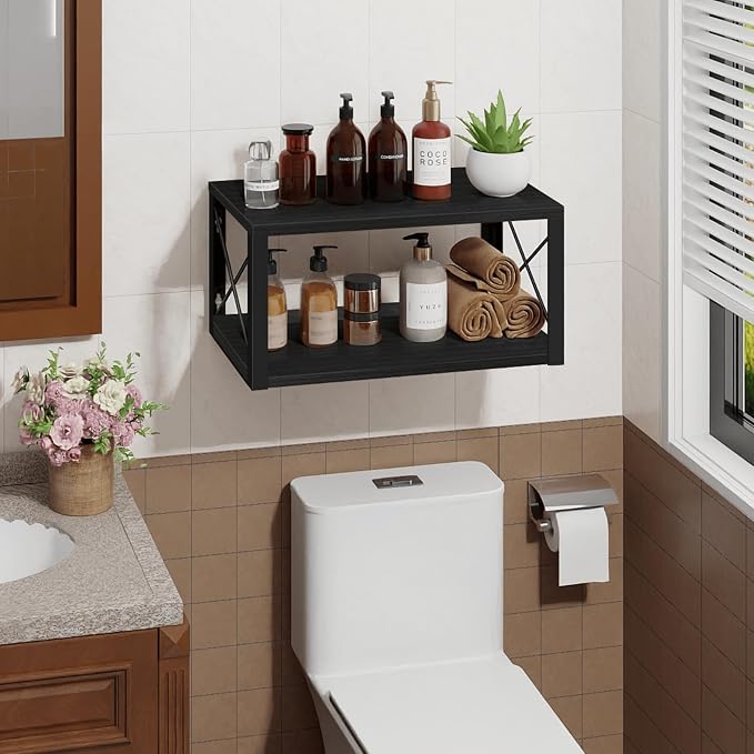 Floating Nightstand, 2 Tier Wall Mounted Nightstand - Image 4