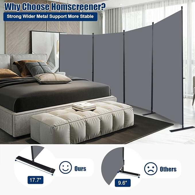 Room Divider 4 Panel-136''Wide, 6FT Room Dividers and Folding Privacy Screen | - Image 2
