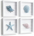 Tide and Tales 3D Coastal Wall Art, Beach Wall Decor, Framed Set of 4 | 7" x 7" by TideandTales