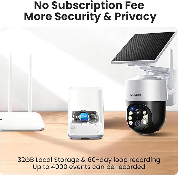 SOLIOM Security Cameras Wireless Outdoor,8MP Ultra HD for Day and Night, No Subscription,Built in Radar,Solar Powered Cameras for Home Security, 360° Pan Tilt Auto Tracking,5G & 2.4G WiFi, 2-Cam Kit