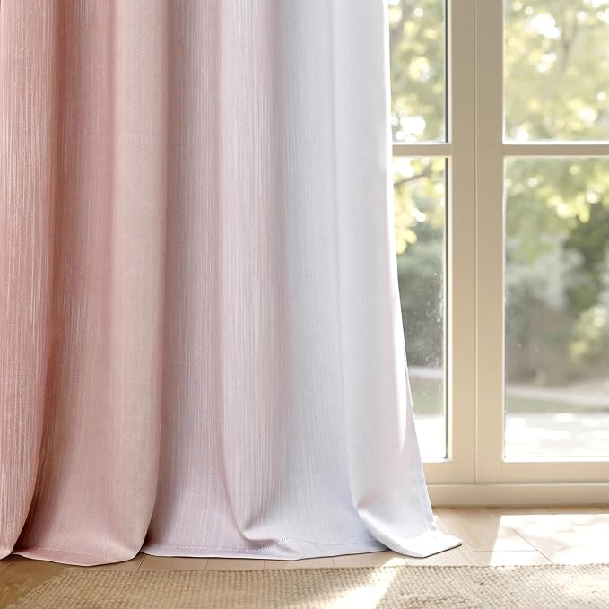 MIULEE Pink and Greyish White Ombre Blackout Curtains 52Wx84L Set of 2 | Full - Image 9