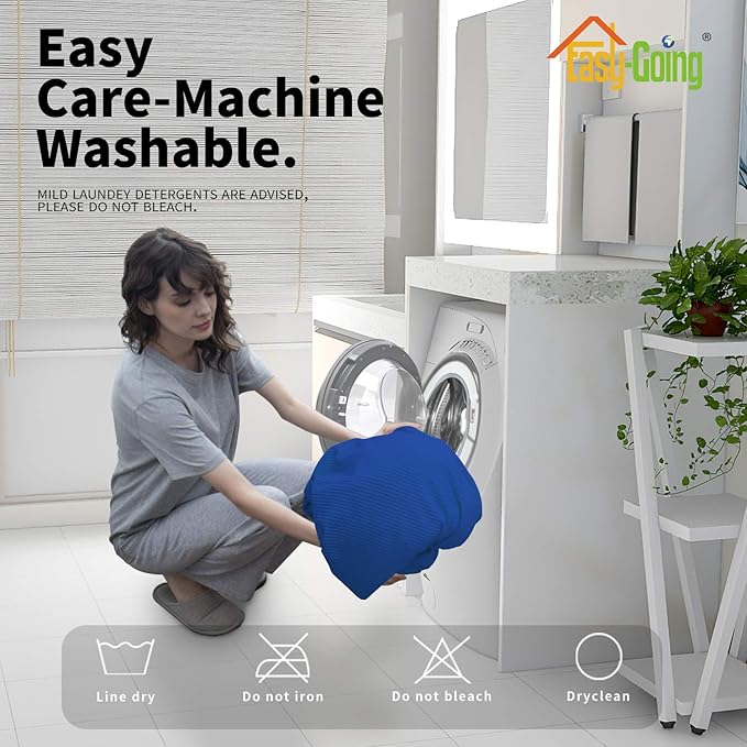 Easy-Going 6 Pieces Recliner Loveseat Stretch Sofa Slipcover Sofa Cover Furniture Protector Couch Soft with Elastic Bottom Kids, Spandex Jacquard Fabric Small Checks Classic Blue