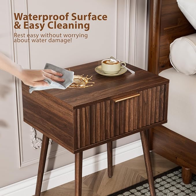 VINGLI Nightstands Set of 2, Fluted Night Stand - Image 9