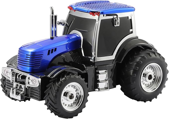 Tractor Head Bluetooth Speaker – unique Bluetooth car speaker with HD stereo, TWS pairing, LED party lights, portable wireless outdoor speaker, car model decoration, and a great gift for men(Blue)