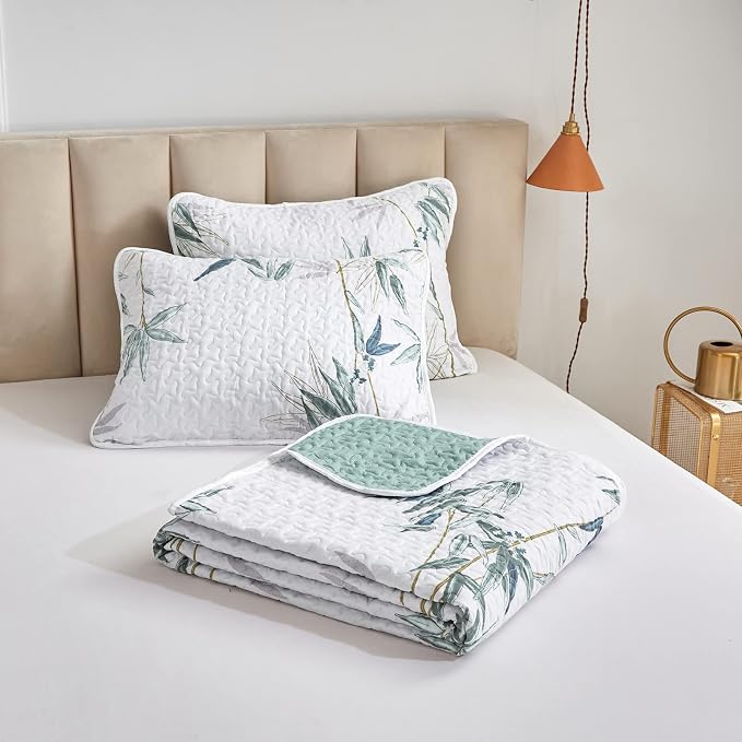 Botanical Quilt Set 3 Piece California King, Soft Microfiber Lightweight Bed - Image 7