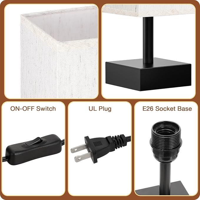 aooshine Beige Bedroom Table Lamp Set - Image 3