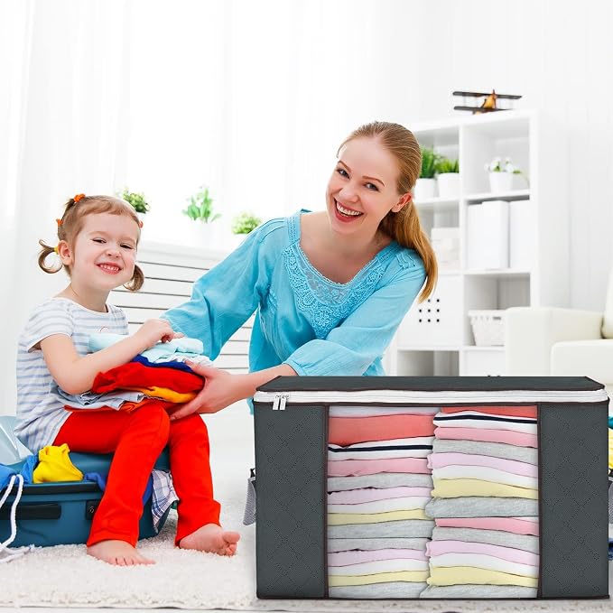 90L Large Storage Bags, 10 Pack Clothes Storage Bins Closet Organizers | - Image 7