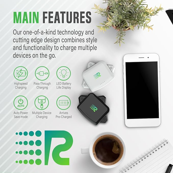 Rush Charge Universal Comet Portable Power Bank 3200mah, 2.1A High-Speed Fast Charging - Apple Lightning, Type C, Micro-USB Charges 3 Devices at a Time Pre-Charged Compatible with iPhone 17 16 15 14