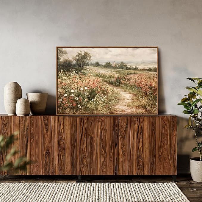 OIQArtOIQ Framed Canvas Wall Art, Vintage Decor, Landscape Nature Country - Image 5