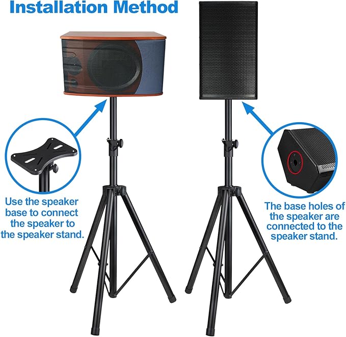 Howonder Speakers Stands,6 Packs,PA Speaker Stand,Speaker Tripod Stand,Adjustable Height from 40 to 66 Inches,Hold up to 110lbs,Black