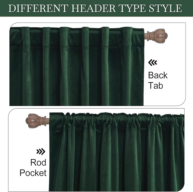 RYB HOME Velvet Curtains 108 inches Long, Extra Long High Ceiling Curtains | - Image 3