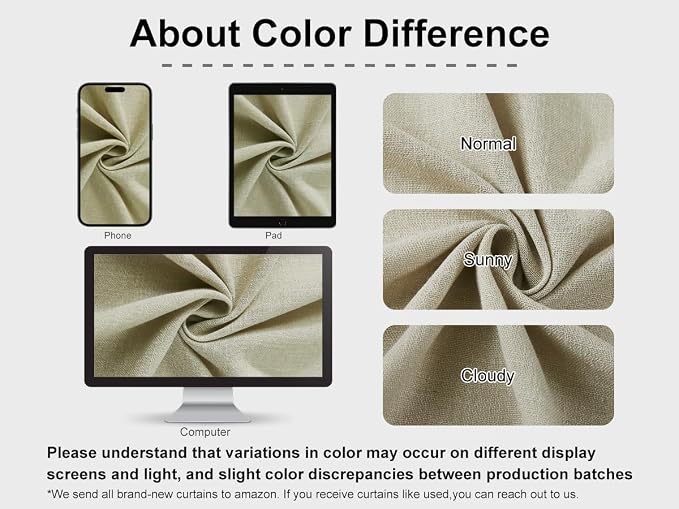 Vision Home Sand Pinch Pleated Full Blackout Curtains Linen Blended Room - Image 7
