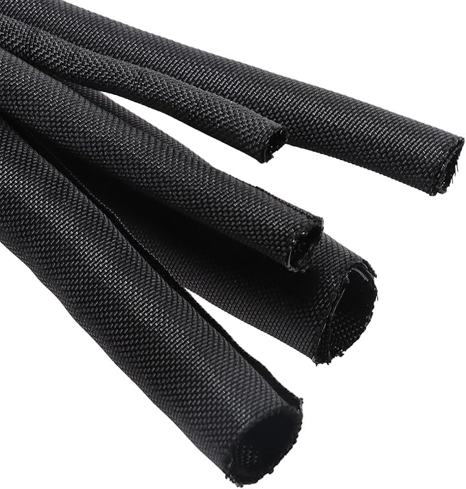 Sonoreboom Braided Wire Loom Mesh Woven Black Split Sleeving for Automotive Wires/Audio Video Cable/Multi-Cable Strings (1/4" - 28 Feet)