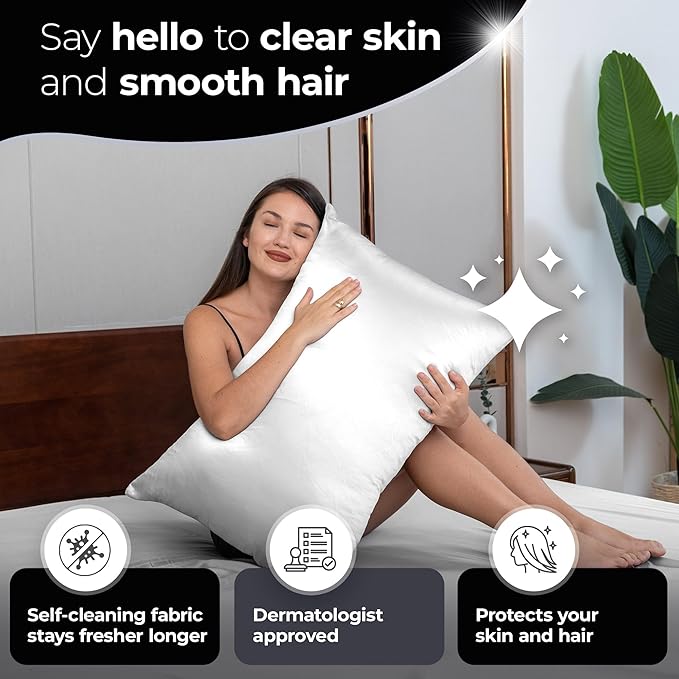 Silvery Silver Infused Bed Sheets Set - Award-Winning Self-Cooling Fabric with Self-Cleaning Silvery Technology™ That Stays Fresh 3X Longer for Hygienic Sleep (White, King)