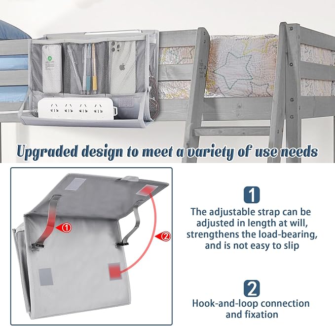 Bedside Caddy Organizer for Dorm Bed Rails - Image 4