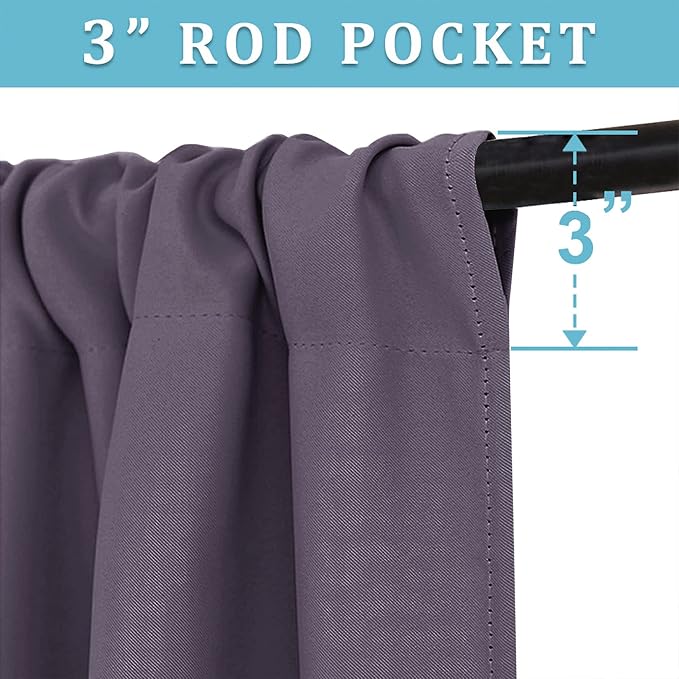 RYB HOME Blackout Curtains for Bedroom Living Room Nursery 63 inches Long | - Image 2