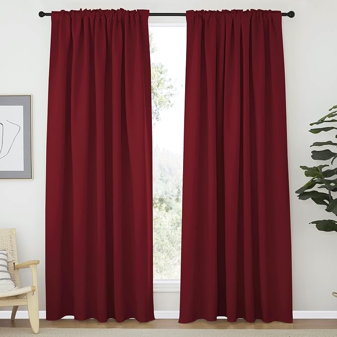 NICETOWN Christmas Burgundy Blackout Window Draperies Curtains - Image 2