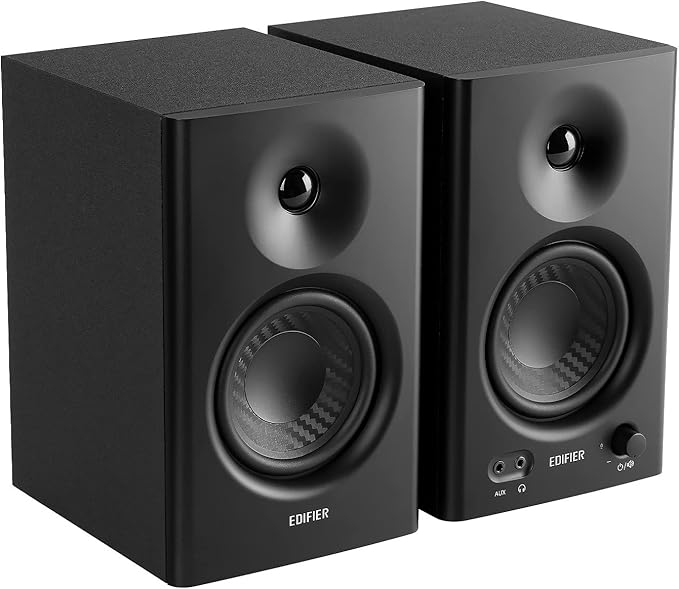 Edifier MR4 Powered Studio Monitor Speakers, 4" Active Near-Field Reference Speaker - Black (Pair)