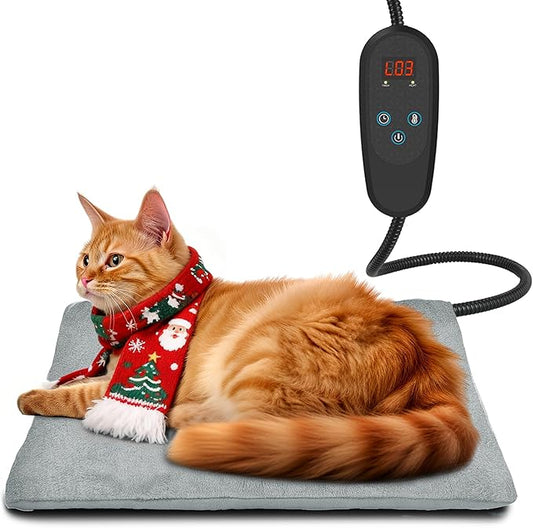 PETNF Pet Heating Pad Temperature Adjustment Anti-bite Puppy with Timer Cat Dog Heating Pad Indoor Waterproof Pet Warming Electric Heated Bed Mat Cat
