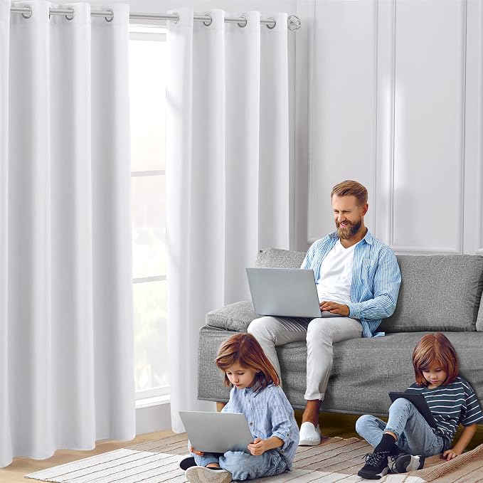 HOMEIDEAS Greyish White Blackout Curtains 42 X 84 Inch 2 Panels Room Darkening - Image 2
