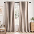 Natural Beige 95 inch bedroom living room curtains 2 Panels 100% Blackout Linen by Topfinel