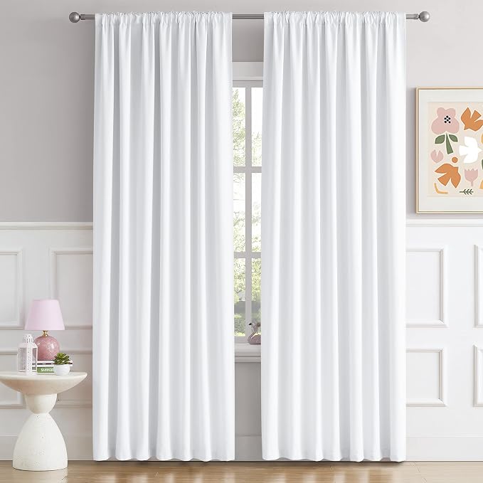 70 Inch Wide White Window Curtains - 70 W x 84 L - Image 2