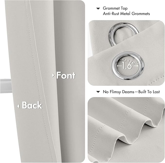 MIULEE Blackout Curtains for Bedroom 2 Panels 40x84 Inch Long Natural White | - Image 4