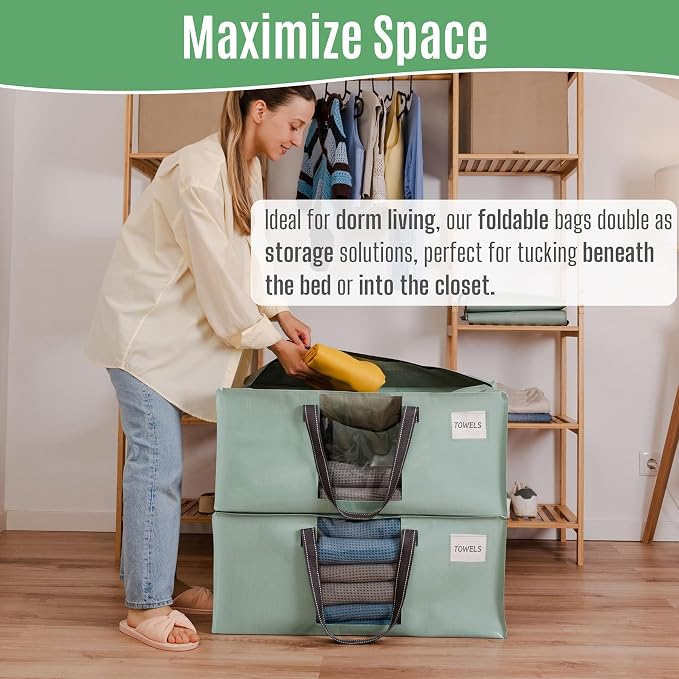 VENO Heavy Duty Moving Bags, Storage Bags, Light Green, 4 Pack | Packing - Image 5