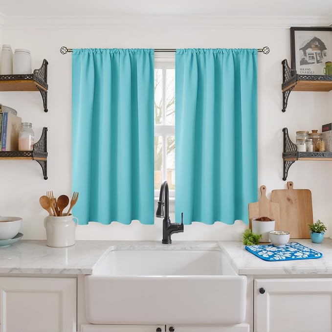 BGment Short Aqua Curtains 45 Inch Length by BGment