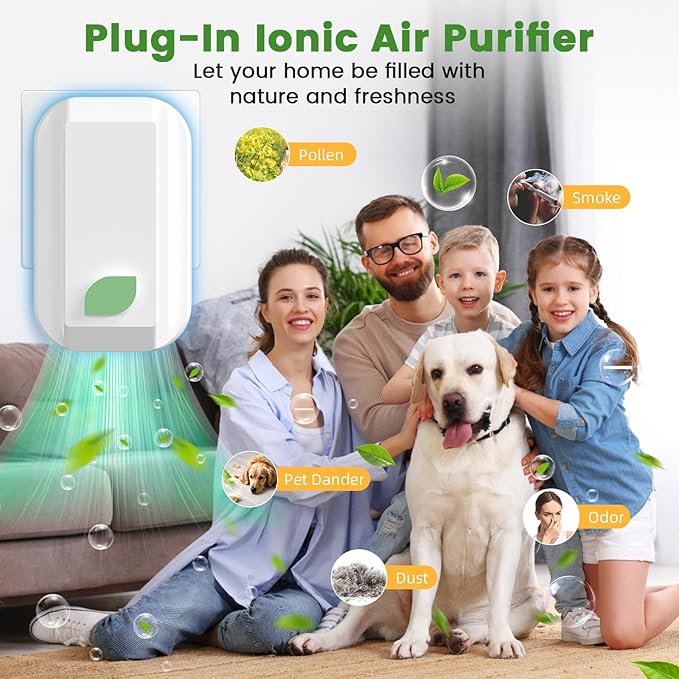 PVACG 6Pack Plug In Ionic Air Purifier,Negative Ion Air Purifier for Home Portable Plug-In Air Ionizers for Smoke, Pets Smell Quiet Mini Air Freshener for Home, Bedroom, Office, Living Room (6)