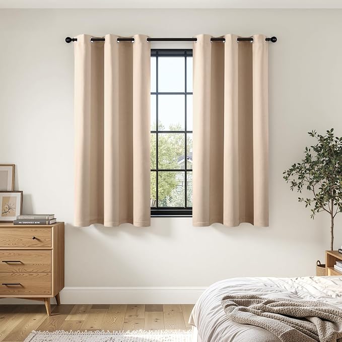 Beige Blackout Curtains for Bedroom Living Room W40 x L63 Inch | 63 Inch Long - Image 6