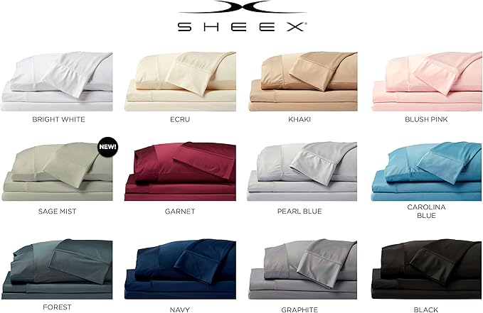 SHEEX - Original Performance Sheets Set (Queen) Black - Cooling Sheets - Moisture Wicking - 1 Flat Cooling Sheet, 1 Fitted Cooling Sheet, 2 Pillow Covers - Wrinkle Free - Sleep Aid
