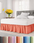 Wrap Around Dust Ruffle Bed Skirt - Coral - Twin/Twin XL Size Beds with 21 Inch Drop - Easy Fit Elastic Strap - Adjustable Pleated Bedskirt w/Brushed Fabric - Wrinkle Free - Women, Men, Kids & Teens