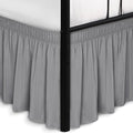 Biscaynebay Wrap Around Bed Skirts with Split Corners for Queen Beds 16" Drop, Silver Grey Elastic Dust Ruffles Adjustable Easy Fit Wrinkle & Fade Resistant Silky Luxurious Fabric Machine Washable