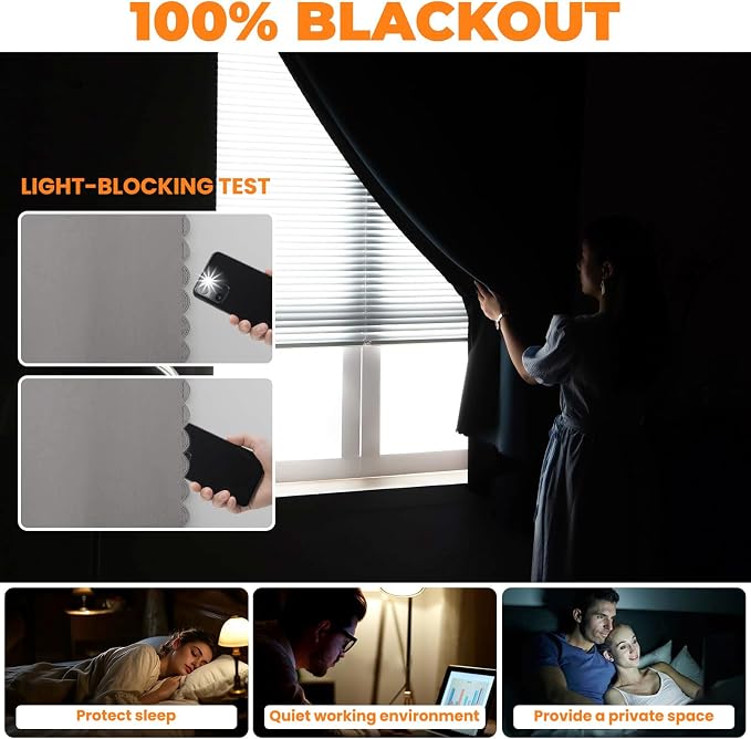 JILRON Adhesive Curtain 100% Blackout No-Drill Easy Install - Image 3