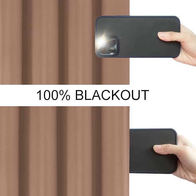 100% Blackout Curtains 52 x 72 Inch/Cappuccino Curtains 2 Panels - Image 3