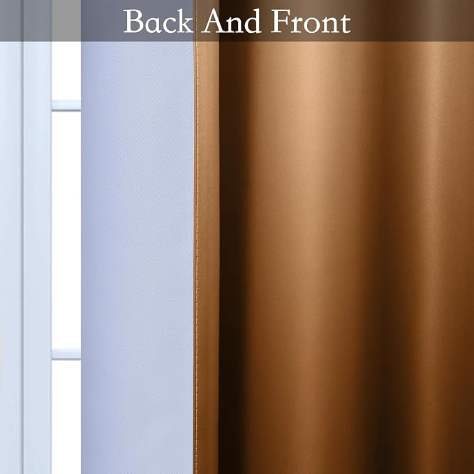 SimpleHome Ombre Gradient Burnt Orange White to Gray Curtains Bedroom 84L | - Image 4