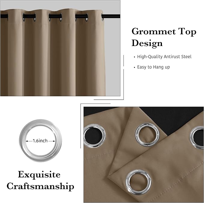 RYB HOME Mocha Total Blackout Curtains - Image 6