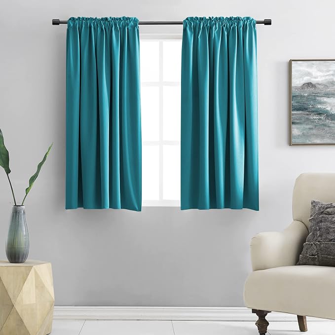 48 Inch Teal Curtains Blackout Drapes by DONREN