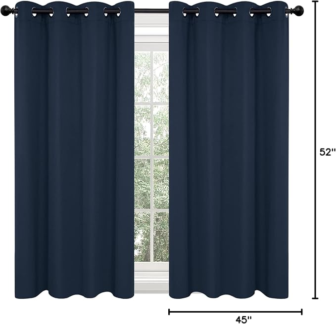 Deconovo Blackout Curtains for Bedroom and Living Room 45 Inches Long | Black - Image 10