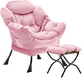 Youtanic Lazy Chair with Folding Ottoman, Accent Chair Velvet Upholstered with by Youtanic