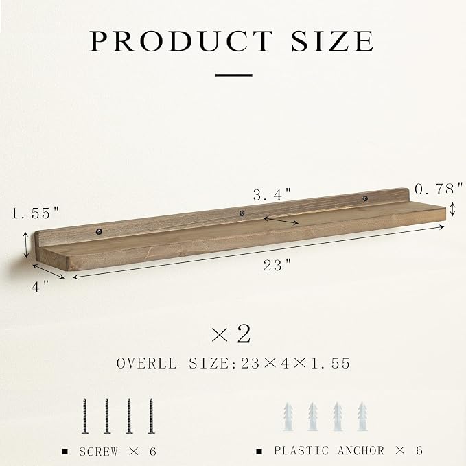 Freezing point Floating Shelf for Wall Set of 2 Natural Wood 23Inch Wall - Image 2