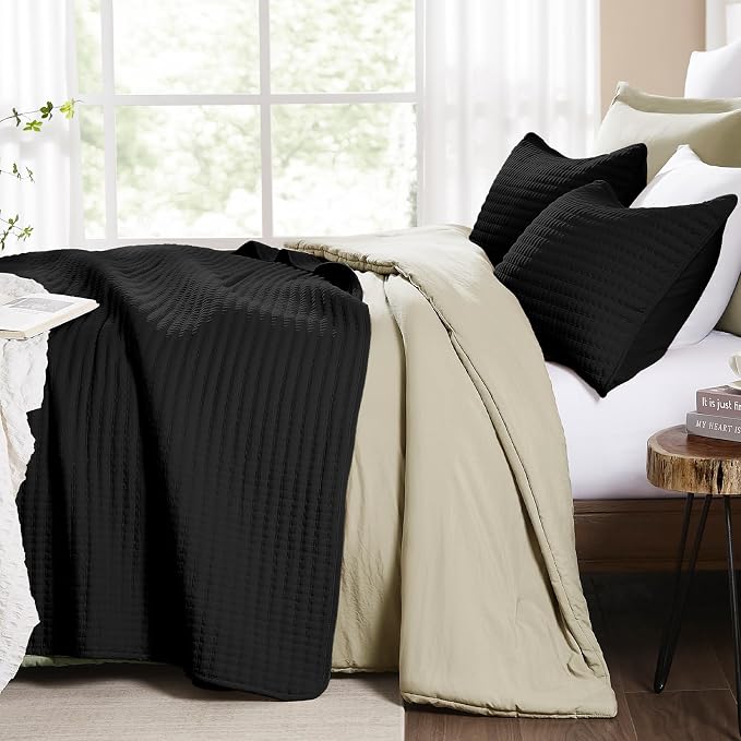 Queen Quilt-Lightweight Bedspreads Black Queen Size Quilt Bedding Set | Soft - Image 7