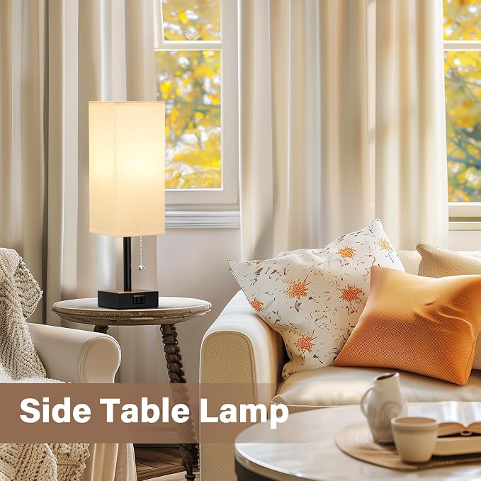 White Bedside Lamps for Bedroom Set of 2 - Image 6